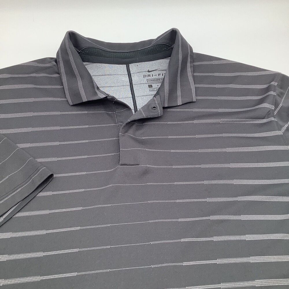 NIke Tiger Woods Mens Short Sleeve Dri Fit Golf Polo Black Size Large